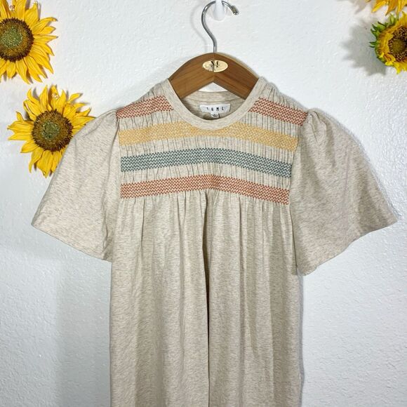 THML Embroidered Short Puffy Sleeve Boho Top Size Small Womens - Picture 3 of 8
